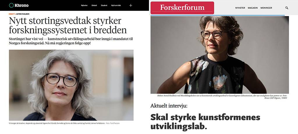 Skjermdump fra Khrono og forskningsforum